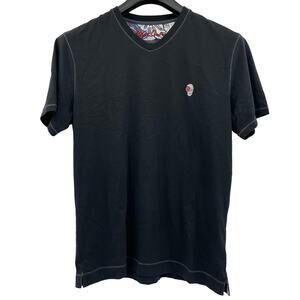 Robert Graham Men Cotton Blend Black V-Neck Shirt